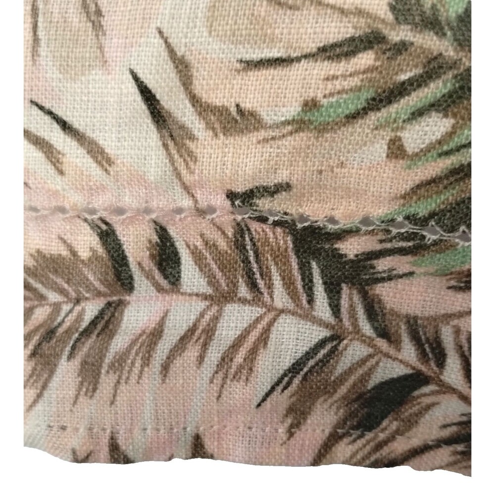 Linen Pink Tan Tropical Top Sz XS Palm Trees V Neck Flounce Sleeves Resort Coast - Picture 3 of 11